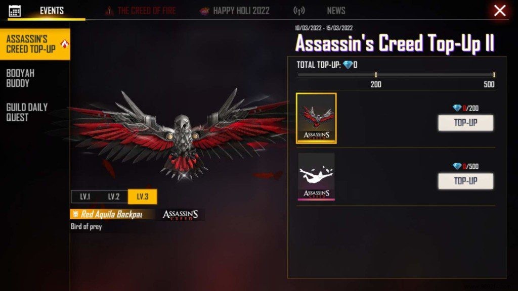 How to get Red Aquila backpack for free in Free Fire MAX? 