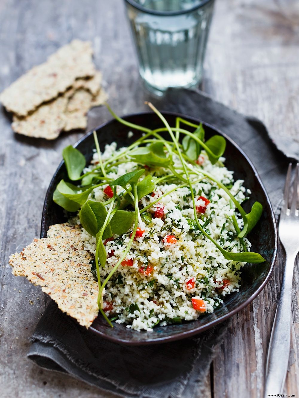 Recipe for cauliflower couscous with bell pepper 