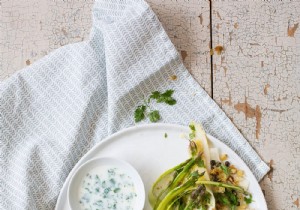 Recipe for asparagus ribbons with herb dip 