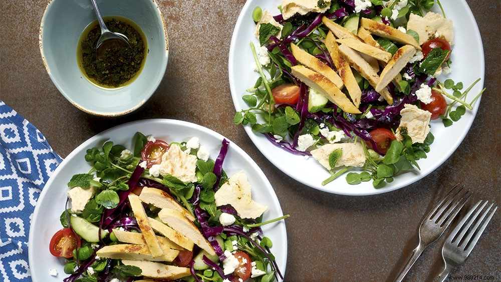 Lebanese fattoush with fillet strips 