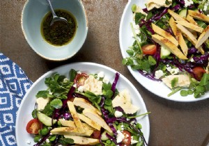 Lebanese fattoush with fillet strips 