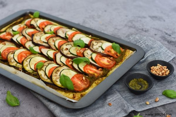 Recipe:Ratatouille plate cake with homemade pesto 