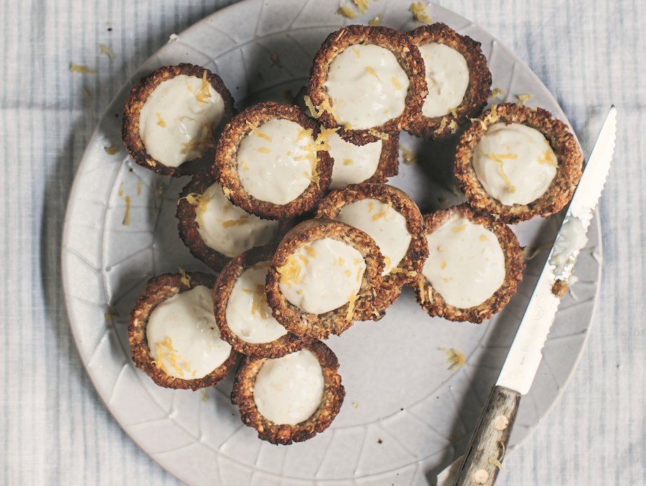 Recipe:Dr. Megan Rossi:Cashew Chia Tarts with Lemon Curd 