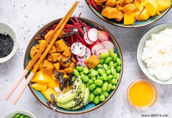 Recipe:pokebowl with sweet potatoes 