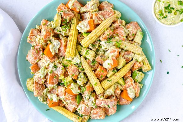 Recipe:sweet potato, baby corn and avocado salad 