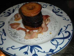 Landais black pudding in mille-feuilles 