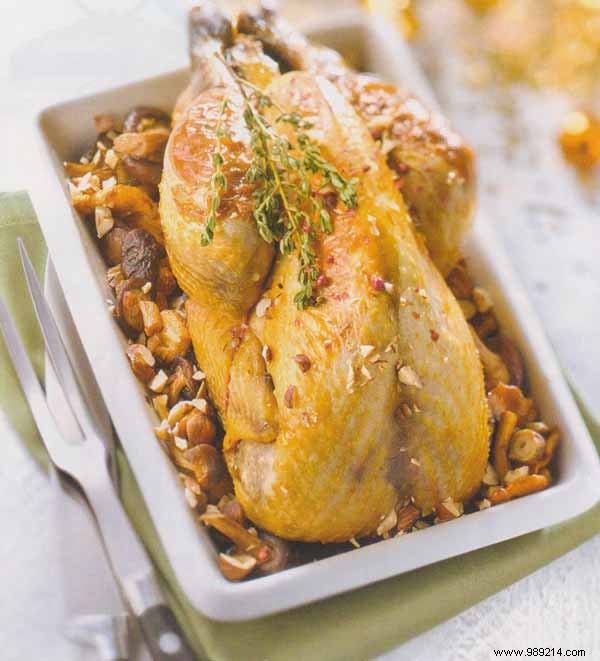 Guinea fowl stuffed with wild mushrooms and hazelnuts 