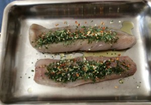 Roasted coalfish fillet with herbs 