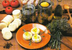 Small goat cheeses in oil 