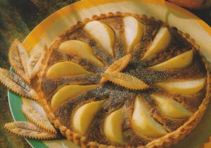 Pear and cocoa tart 