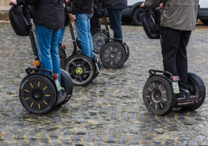 Unusual rides on 2 wheels:giropod, segway, electric skateboard, solowheel 