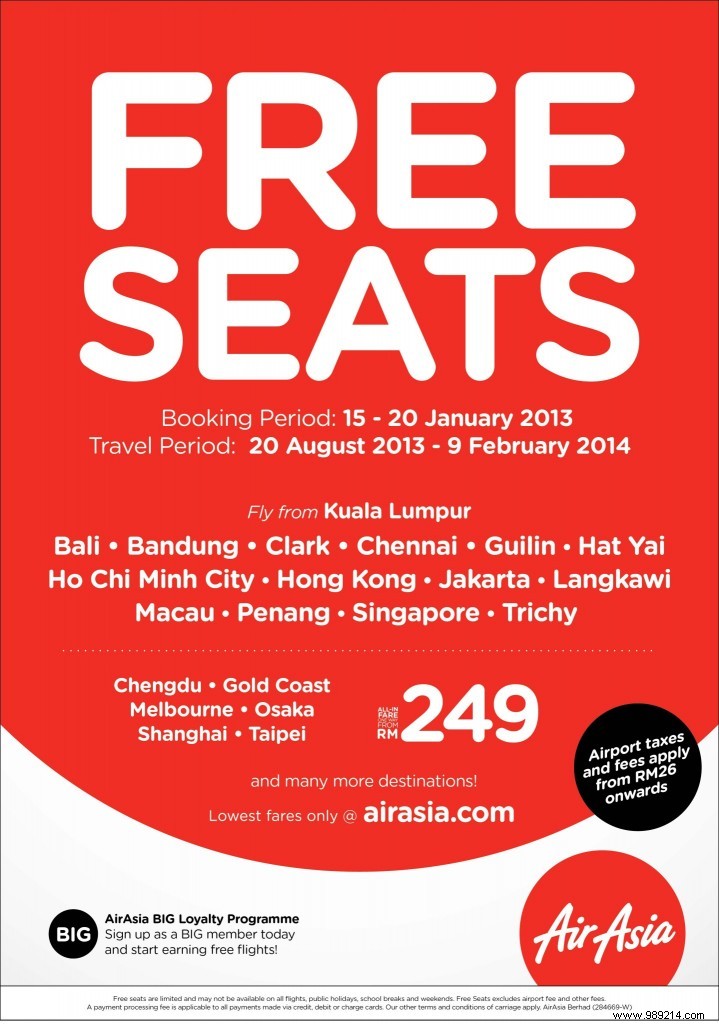 AirAsia offers free flight tickets 