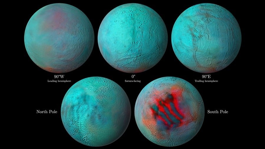 There is fresh ice north of Saturn s moon Enceladus 