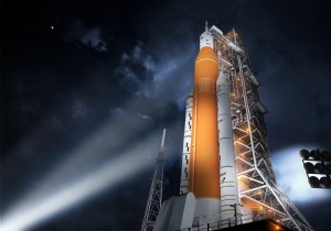 Where is the SLS, the huge rocket responsible for sending the next humans to the Moon? 