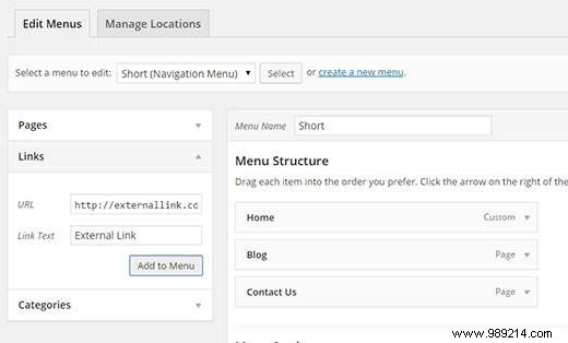 How to add nofollow links in WordPress navigation menus