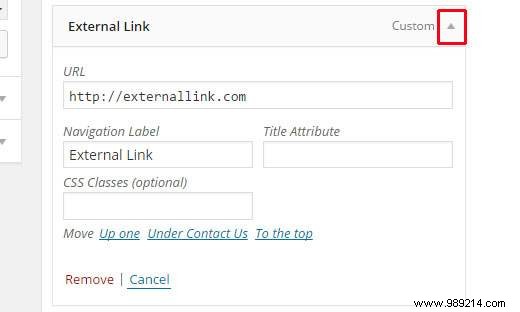 How to add nofollow links in WordPress navigation menus