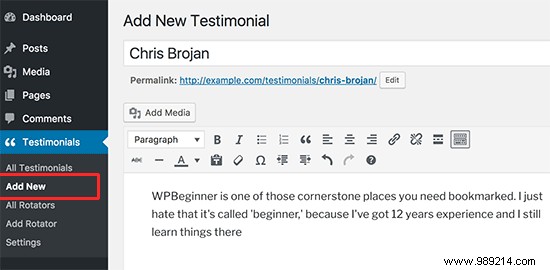 How to add rotating testimonials in WordPress