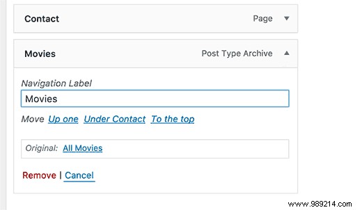 How to add post type archive in WordPress navigation menus