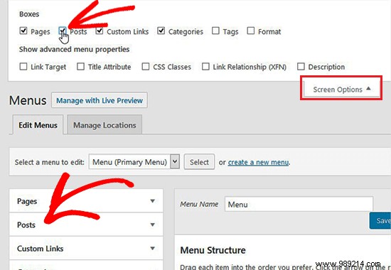 How to add specific posts to the WordPress navigation menu