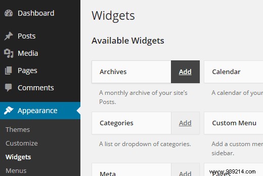 How to add WordPress widgets in accessibility mode