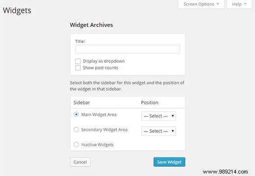 How to add WordPress widgets in accessibility mode