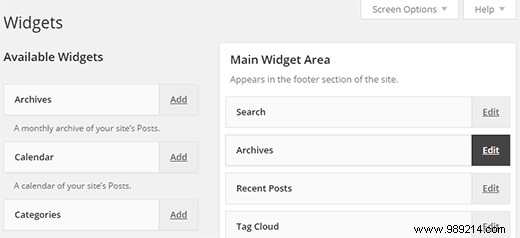 How to add WordPress widgets in accessibility mode