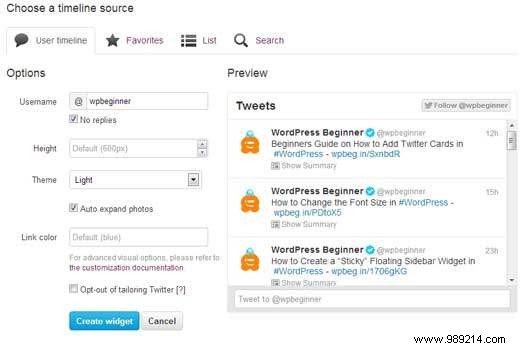 How to display recent tweets in WordPress with Twitter widgets