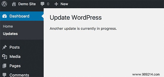 How to fix Another update in process error in WordPress