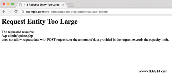 How to fix 413 request entity too large error in WordPress