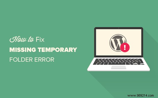 How to fix the error A temporary folder is missing in WordPress