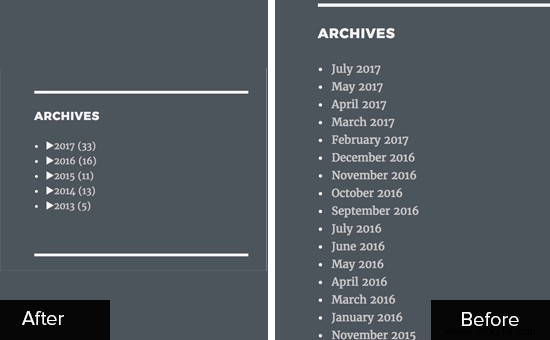 How to limit the number of months of archive displayed in WordPress