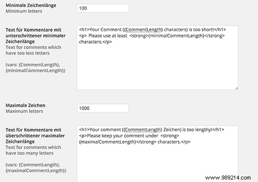 How to limit comment length in WordPress