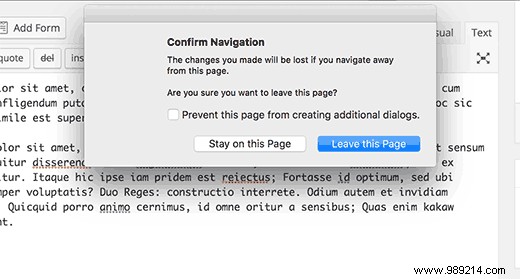 How to Show Confirm Navigation Popup for WordPress Forms