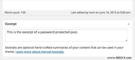 How to display an excerpt from a password protected post in WordPress