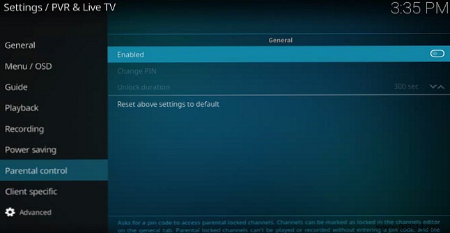 How to enable parental controls on Kodi