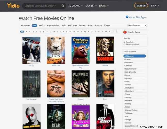 Top 18 Free Movie Streaming Sites