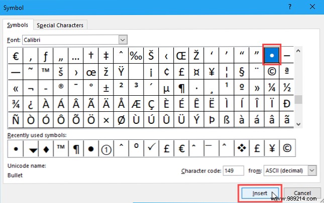 7 ways to create a bulleted list in Excel