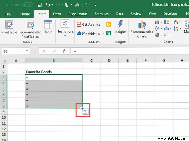 7 ways to create a bulleted list in Excel