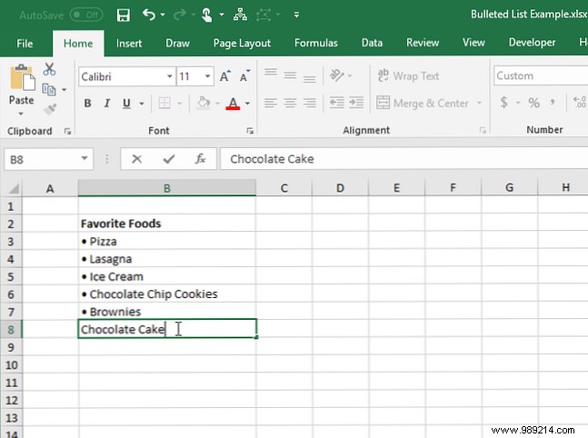 7 ways to create a bulleted list in Excel