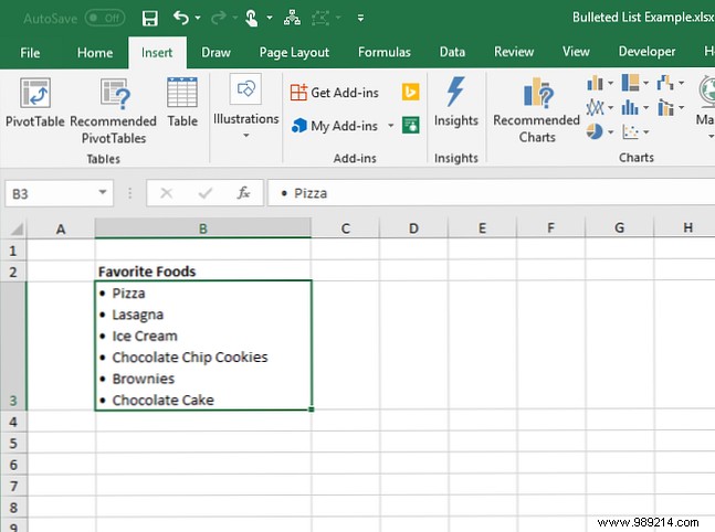 7 ways to create a bulleted list in Excel