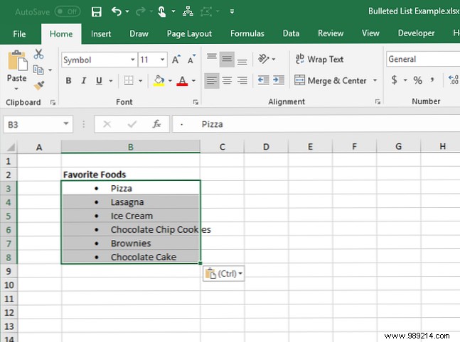 7 ways to create a bulleted list in Excel