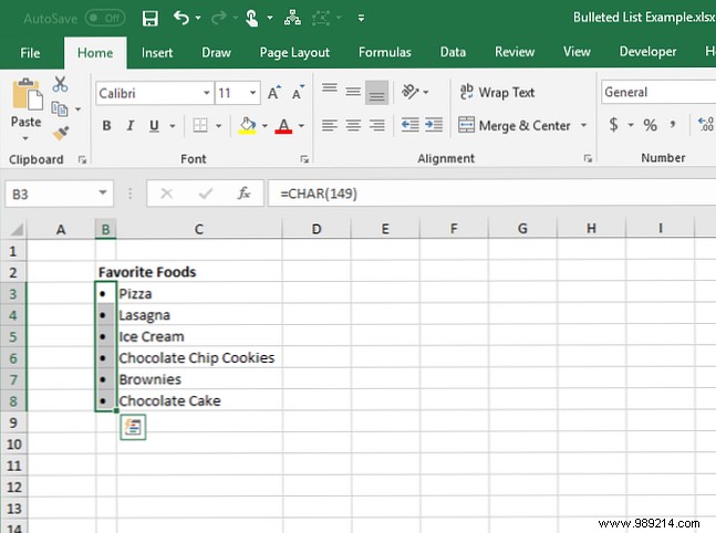 7 ways to create a bulleted list in Excel