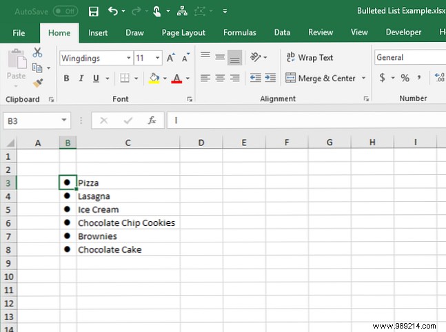 7 ways to create a bulleted list in Excel