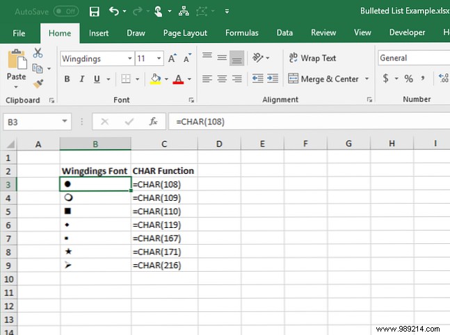 7 ways to create a bulleted list in Excel