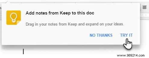 Bring the power of Google Keep to Google Docs with a single click