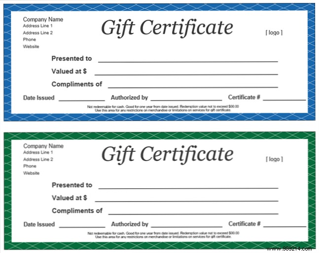 Get a free gift certificate template for Microsoft Office