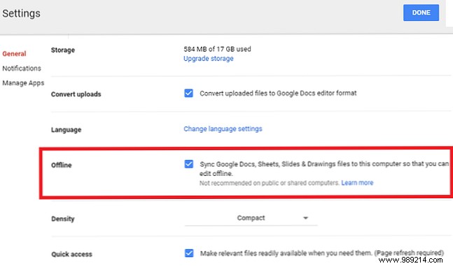 How to access Google Drive files offline