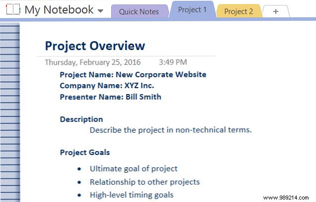 How to adopt OneNote templates for project management 