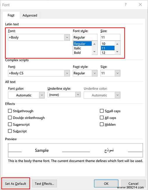 How to change the default fonts in Word and Google Docs