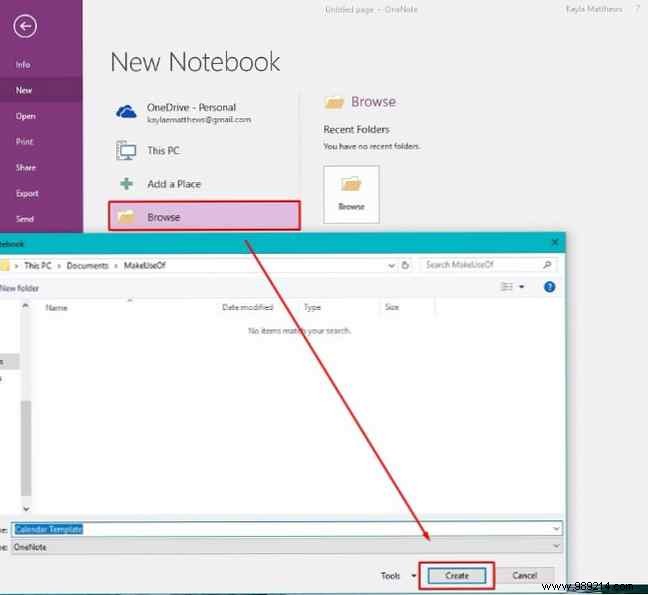 How to create a OneNote calendar template